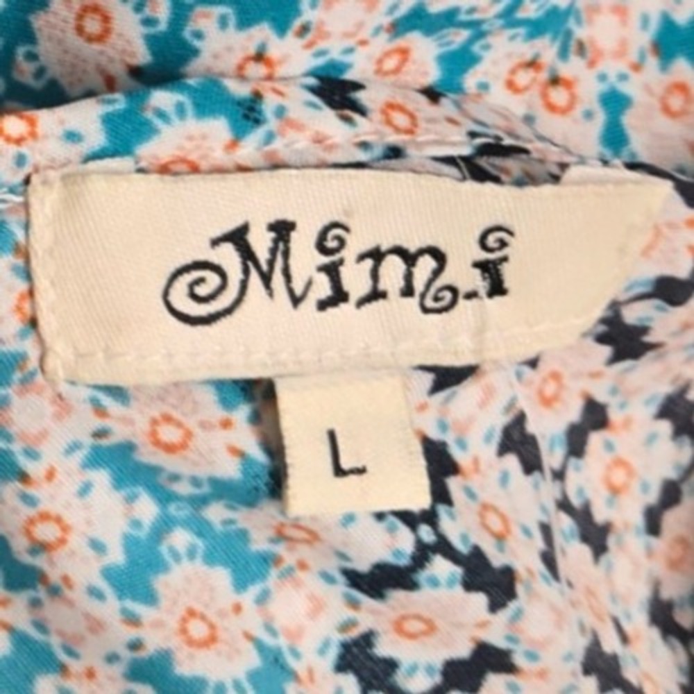 Mimi Handkerchief Hem Dress Womens Large Blue‎ Geometric Boho Sleeveless V-Neck - Picture 3 of 10